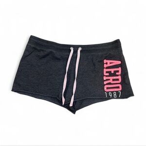 Aeropostale Women's Charcoal Gray Lounge Shorts with Pink Accents